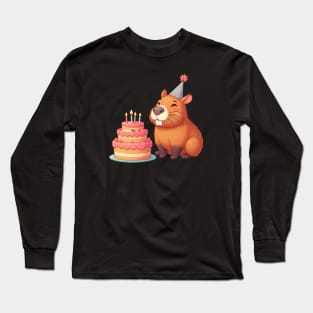 Capy Birthday Capybara Kawaii T-Shirt Long Sleeve T-Shirt